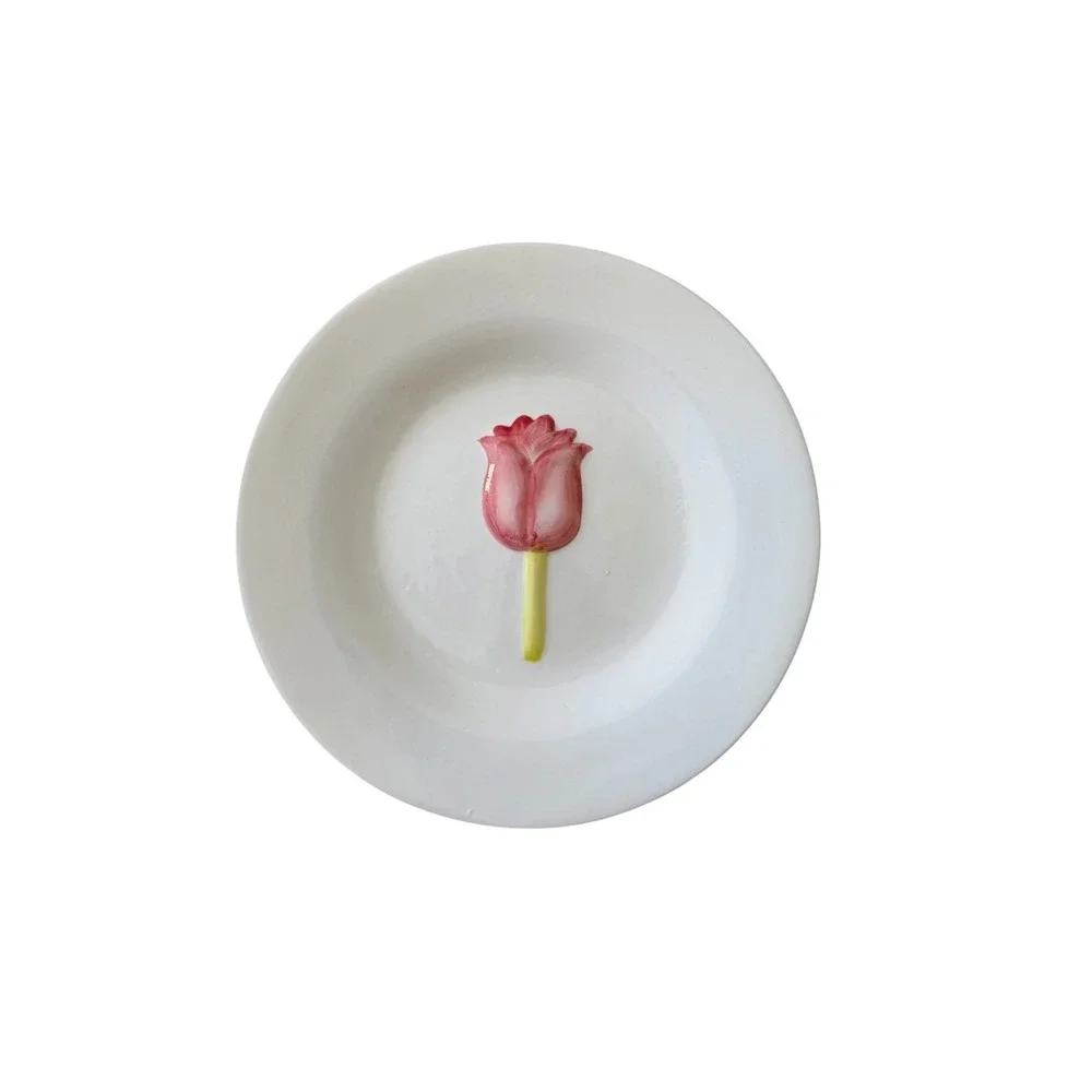 Pier 1 PAI Tulip Side Dessert Plates Set of 4 VTG Hand Painted Ceramic 8.25